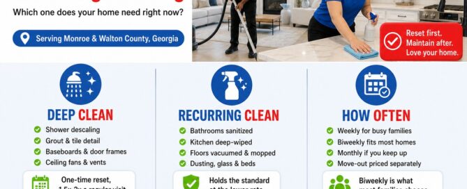 Deep clean vs recurring cleaning comparison for Monroe GA homes - Cardinal Cleaning
