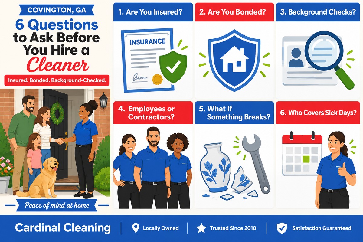 Insured cleaning company vs independent cleaner in Covington GA - Cardinal Cleaning